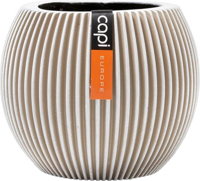 Capi Pflanztopf Groove Kugel in Elfenbein, Durchmesser: 22 cm, Höhe: 18 cm - Bild 1