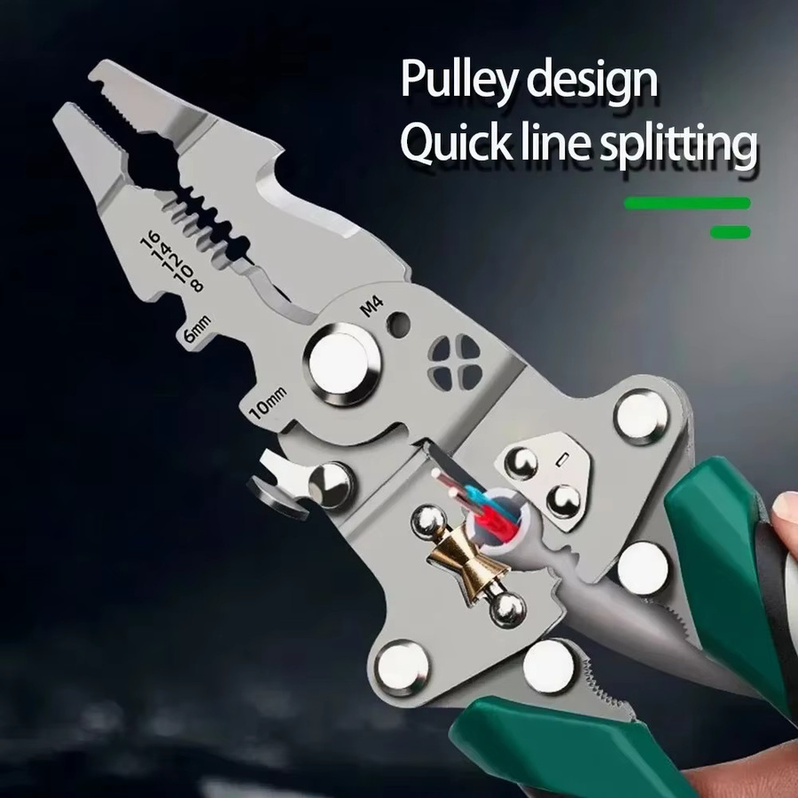 Multifunktionale faltbare Abisolierzange mit Rollendesign in Multicolor als Elektriker-Drahtsplitter und Crimpzange - Bild 2