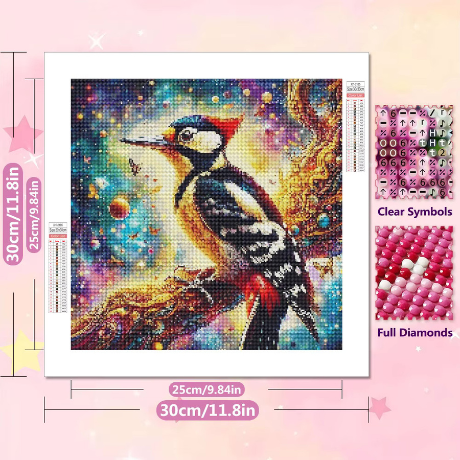 EverShine DIY 5D-Diamantgemälde Vogel Mosaik-Stickerei in Multicolour, rund, Durchmesser: 20 cm - Bild 2