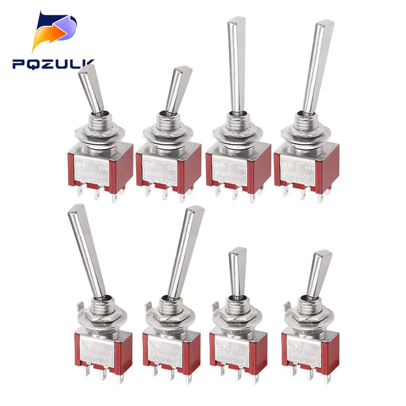 Mini-Kippschalter mit verriegelndem flachem Griff für PKW und LKW, 3 Positionen oder 2 Positionen (EIN/AUS), DPDT/SPST/DPST, 6 A 125 VAC / 3 A 250 VAC, PQZULK - Bild 2