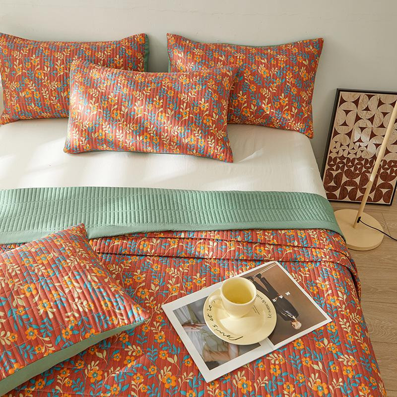 Super Six Steppdecke mit Blumenmuster aus Baumwolle und Polyester im pastoralen Stil, Mehrfarbig, B/B: 160 x 230 cm - Bild 1