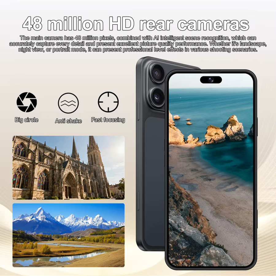 CHOTOG iFone 18 Pro Maxi Smartphone mit 7,3 Zoll Display, 5G, 22GB RAM, 2TB Speicher, Android 15, Gesichtserkennung und 7800mAh Akku in Schwarz - Bild 3