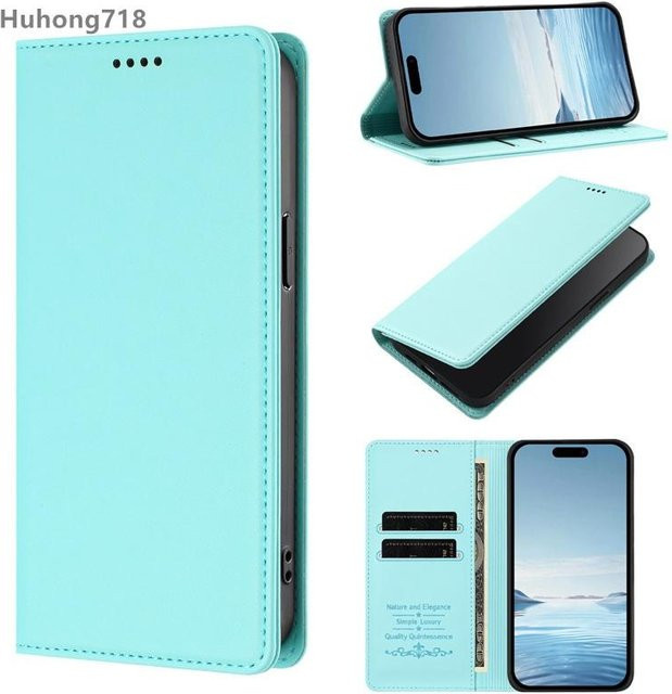 Magnetische Klapphülle für Nothing CMF Phone 1 2 2A 3 3A Pro Lite mit Kartenhalter und Ständer in Mintgrün - Bild 1