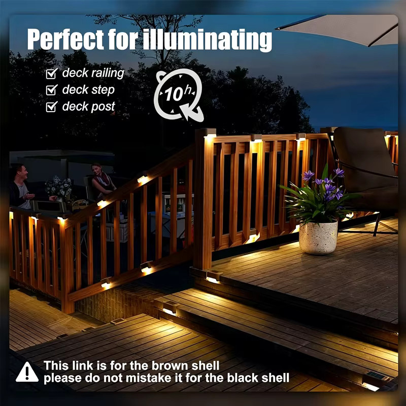 XIWANGFIRE Solar-LED-Außenleuchten im Set für Garten und Terrasse, wasserdichte Solar-Treppenleuchten mit warmweißem Licht und Dämmerungssensor - Bild 4