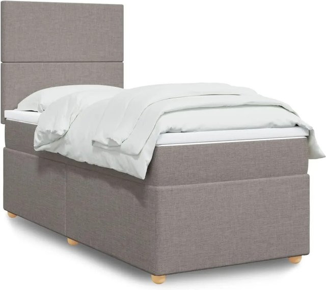 vidaXL Boxspringbett mit Matratze in Beige, B/T/H: 80 x 200 x 140,5 cm, mit USB-Ladeport und Unterbettbeleuchtung - Bild 1
