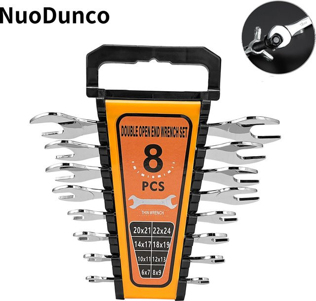 NuoDunco Ultradünner Ringmaulschlüssel-Satz in Silber, doppelseitiger Universal-Schraubenschlüsselsatz für die Reparatur von Automobilen, Motorrädern und Maschinen, 6–22 mm - Bild 1