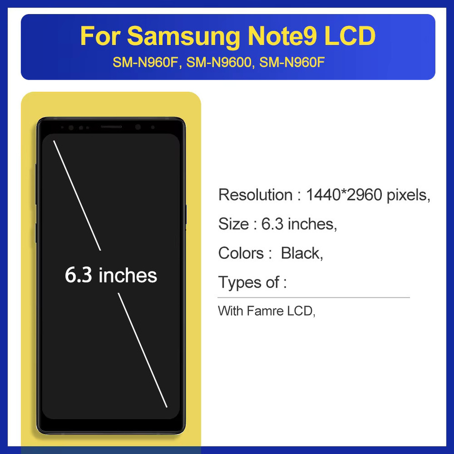 Samsung Galaxy Note 9 Ersatzdisplay mit Rahmen als TFT LCD Touchscreen Digitizer für N9600 N960F in Schwarz oder Pink - Bild 2