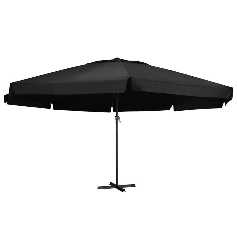 vidaXL Sonnenschirm mit Aluminium-Mast und Polyesterbespannung in Schwarz, Durchmesser: 600 cm - Bild 2