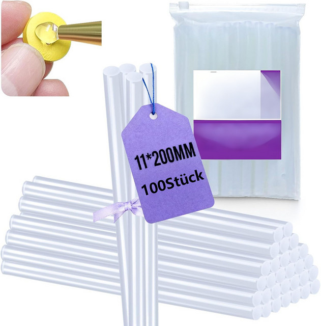 Mini Heißklebestifte Set transparent, 100 Stück, 2 kg, Durchmesser: 11 mm, Länge: 200 mm - Bild 1