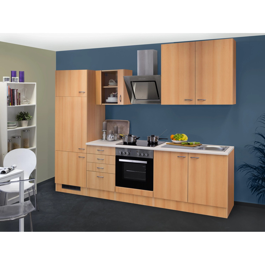 Flex-Well Classic Küchenzeile Nano in Buche Nachbildung, Farbe Braun, B: 270 cm, H: 200 cm, T: 60 cm - Bild 2