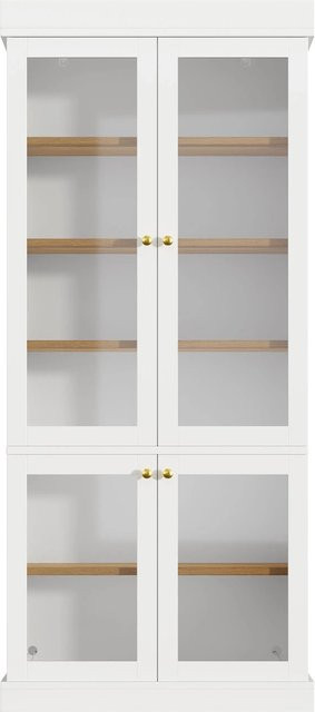 Merax Standhochschrank Glasvitrine mit LED-Beleuchtung Weiß B/T/H: 40 x 40 x 180 cm - Bild 1