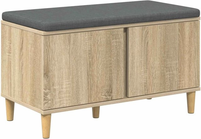 vidaXL Flurbank mit Kissen und Schuhregal in Sonoma-Eiche, B/T/H: 80 x 38 x 46 cm - Bild 1