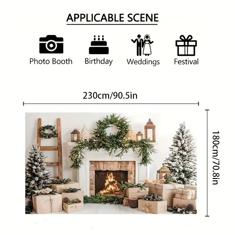 Weihnachtskamin Szene Hintergrund und Geschenkverpackungselemente aus Polyester, Mehrfarbig - Bild 3