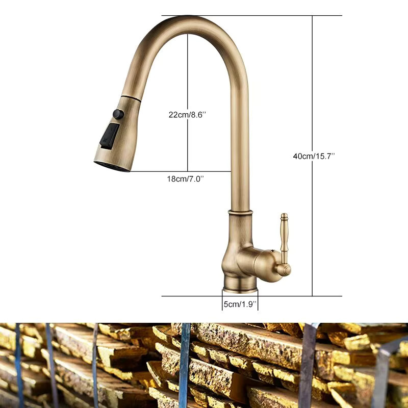 Ellen Küchenarmatur aus Messing in Antik-Bronze mit Sprühfunktion, EL9021 - Bild 2