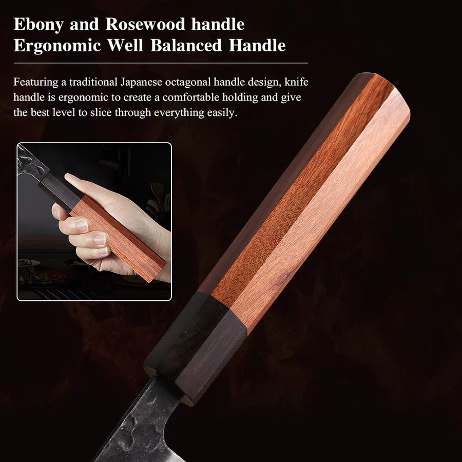 Mostodozo 6-Zoll Japanisches Honesuki Kochmesser aus 3-Schicht-Verbundstahl, Silber, Boning Knife - Bild 4