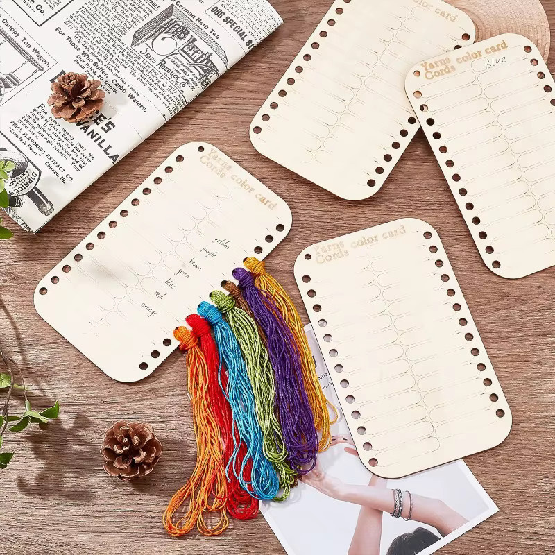 4er Set Stickgarn-Organizer aus Holz in Beige mit 26 Positionen als doppelseitiger Fadensortierer - Bild 2