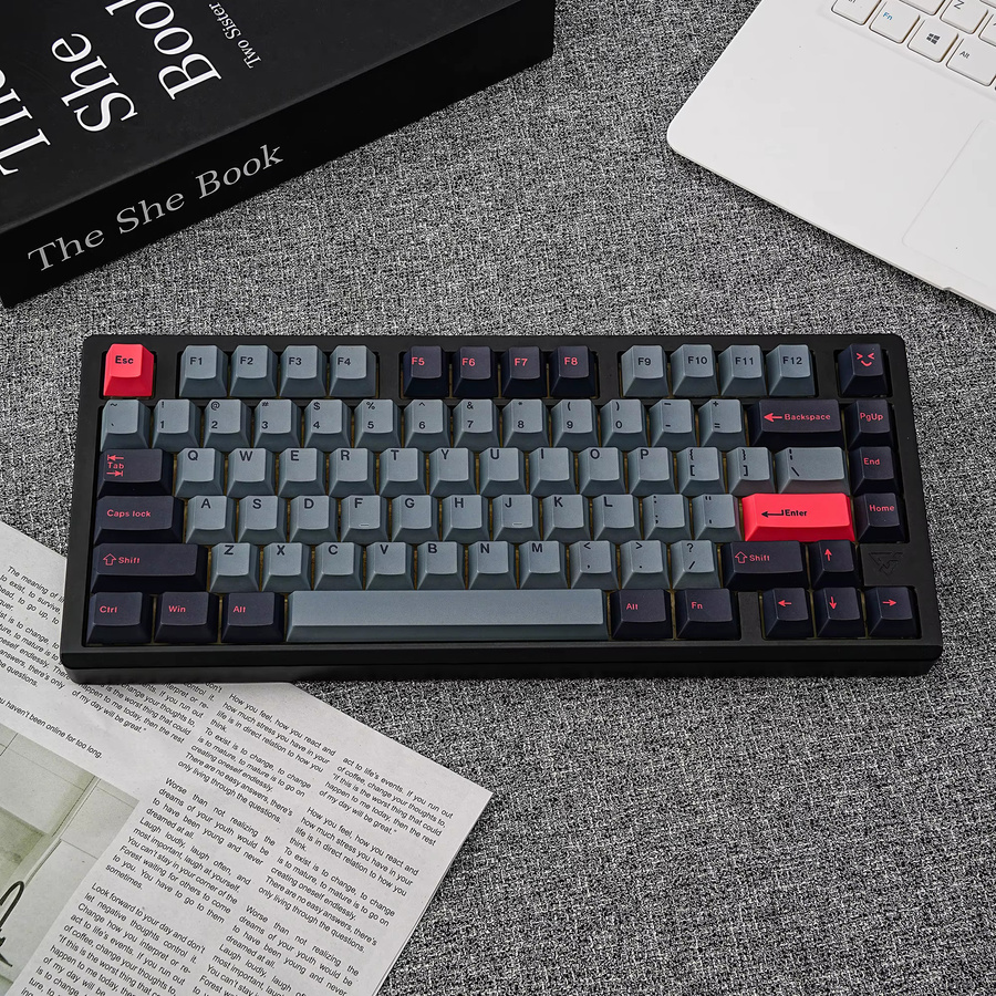 Jaycomia Tastenkappen GMK Clone 8008 Dye-Sub für mechanische Tastaturen in Grau mit KR ISO DE FR ES AR Layout - Bild 2