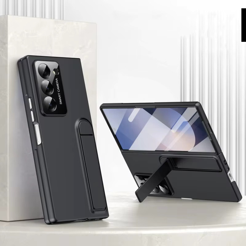 Stoßfeste Handyhülle mit Ständerhalterung und integriertem Displayschutz für Samsung Galaxy Fold Z 7, 6, 5, 4, 3 in Schwarz oder Blau mit mattem Finish - Bild 2