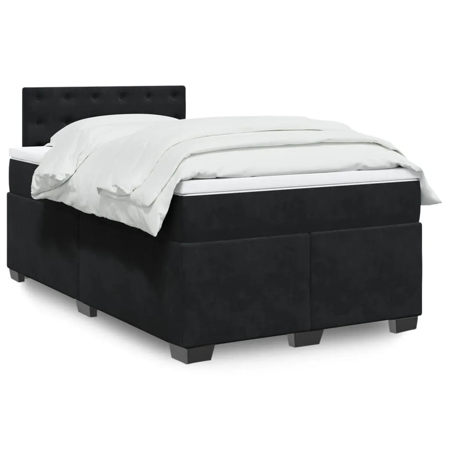 vidaXL Boxspringbett mit Matratze in Schwarz aus Samt mit USB-Ladeport und Unterbettbeleuchtung, B/T: 120 x 190 cm - Bild 2