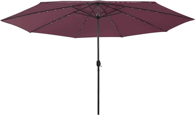 vidaXL Sonnenschirm mit LED-Beleuchtung in Bordeaux mit 400 cm Durchmesser und zentralem Mast aus Polyester und Metall - Bild 1