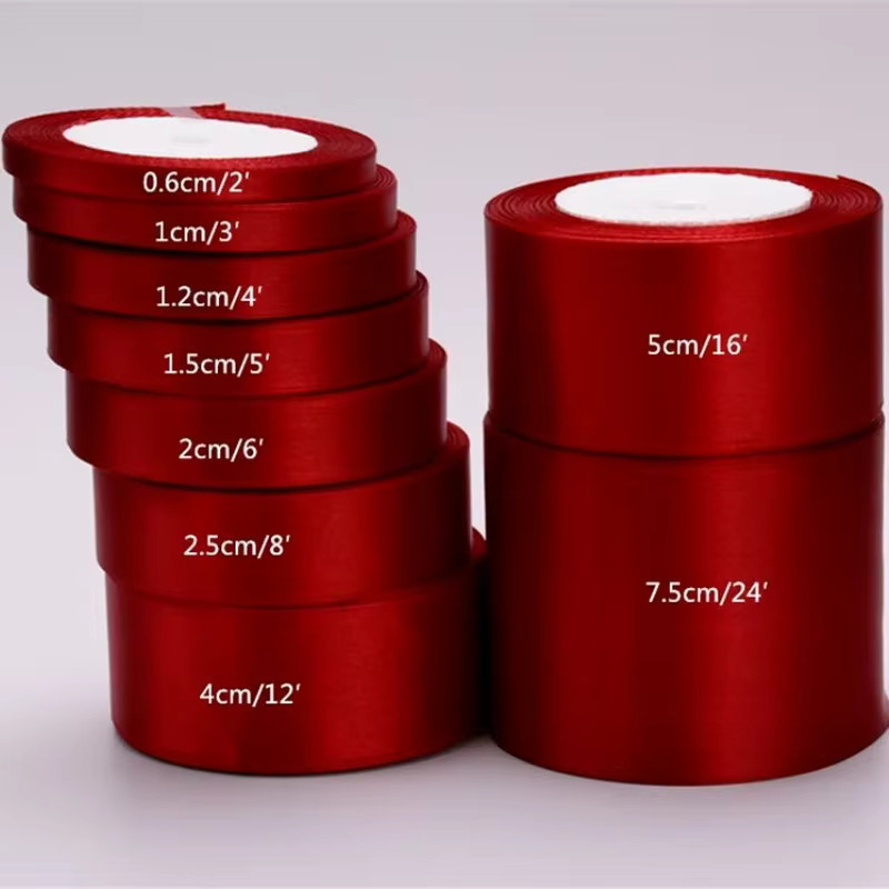 Merylover Satinband Burgunderrot für DIY Dekoration, Hochzeit, Party und Geschenkverpackung, Länge: 22 m, Breite: 6-50 mm - Bild 2