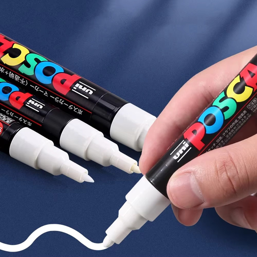 UNI POSCA Acrylmarker Permanent mit Bullet-Spitze für Kunst und Graffiti in Weiß, Schwarz, Gold oder Silber - Bild 4