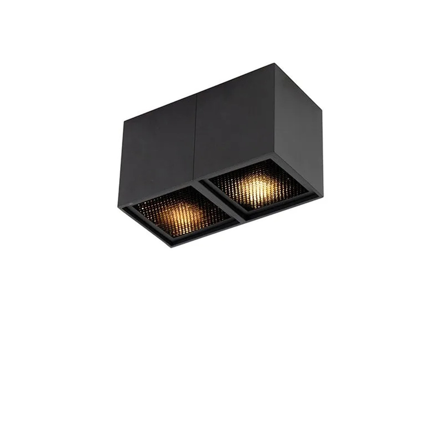 QAZQA DesignSpot Qubo Honey Deckenleuchte Schwarz aus Metall mit 2 GU10 Fassungen und dimmbarer Funktion - Bild 2