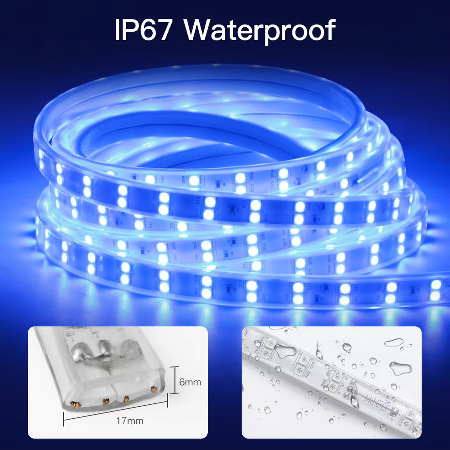 Asign RGB LED-Streifen SMD 5050 IP67 Wasserdicht mit Bluetooth, WiFi und IR-Fernbedienung, Multicolor, 220V mit EU-Stecker - Bild 3