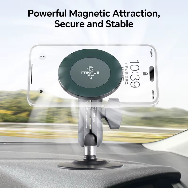 FANAUE Magnetischer Handyhalter für das Auto mit selbstklebendem Saugnapf, Schwarz - Bild 2