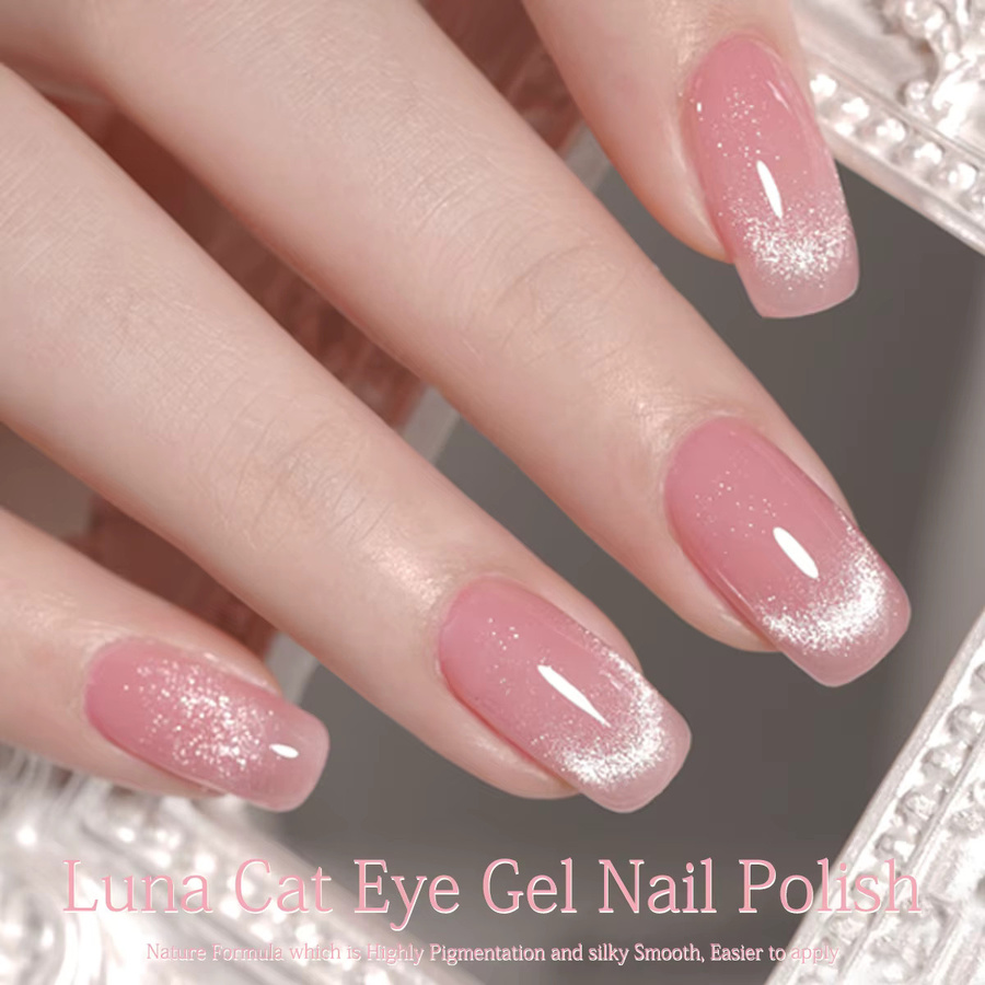 Groillim Nagellack Moon White Cat Eye, Schimmernd - Bild 3