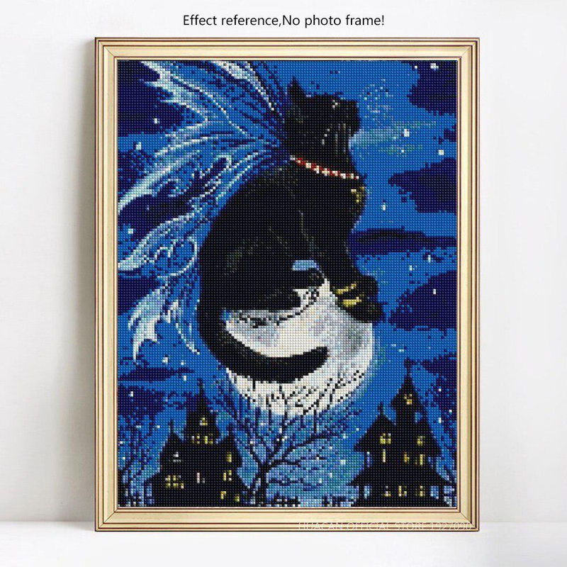 FIYO Diamond Painting Set Katze als Mosaik-Tierprint in Querformat, mehrfarbig, B: 30 cm x H: 20 cm - Bild 2