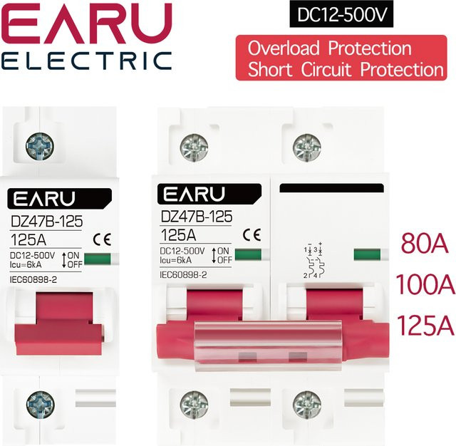 EARU DC12 24V MCB Mini-Leitungsschutzschalter DZ47 Batterie-Autoschutzschalter für Plus- und Minuspol in Weiß - Bild 1