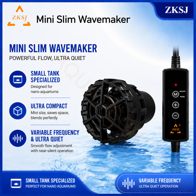 ZKSJ Mini Slim App-gesteuerte DC Aquarium Wavemaker Umwälzpumpe für Korallenriffe in Schwarz - Bild 1