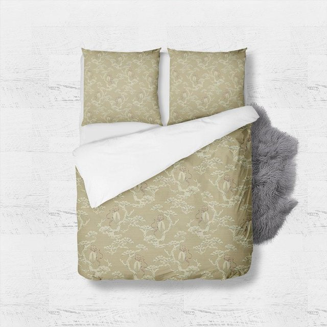Bettwäsche-Set Afrikanische Safari mit Motiv von Tieren in Beige von Practical Home Decor, B/H: 135 x 200 cm - Bild 1
