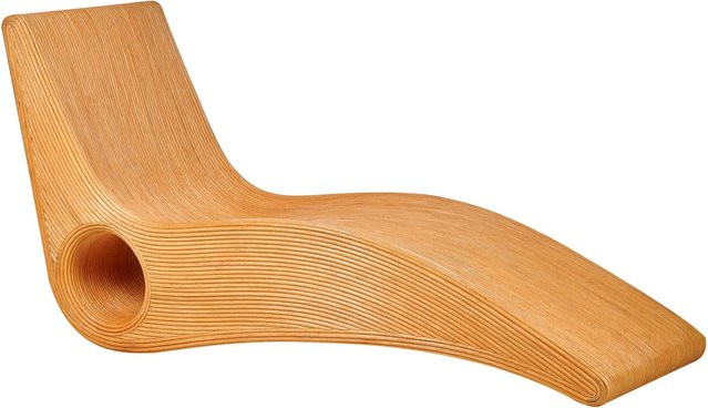 Beliani Gartenliege aus Polyrattan in Braun mit ergonomischer Form und Seitentisch, B/T/H: 186 x 68 x 95 cm - Bild 1