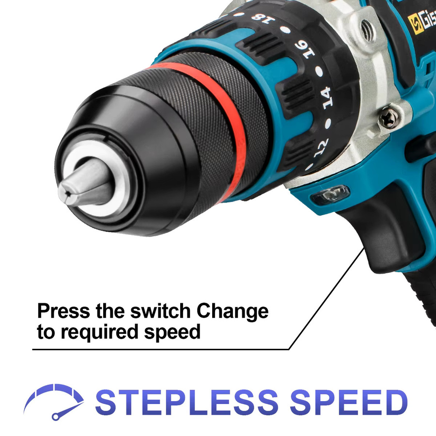 Makita Bürstenloser Akku-Schlagbohrschrauber in Blau mit 480 N.M Drehmoment und 13 mm Bohrfutter für 18 V Akku-Systeme - Bild 5