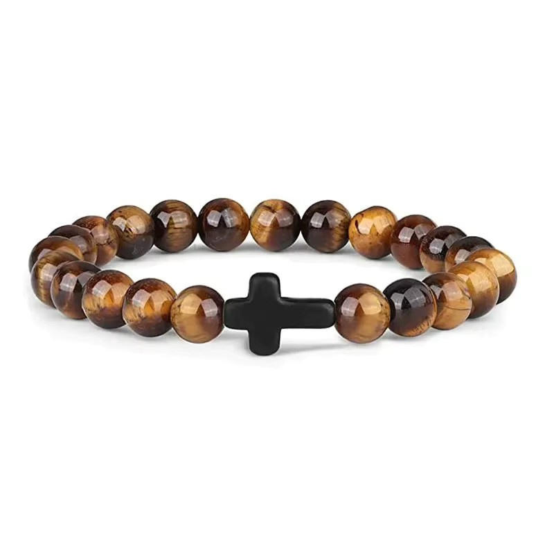 DAIPAN Armband, Perle, Kreuz Charme, Weiß, Unisex - Bild 3
