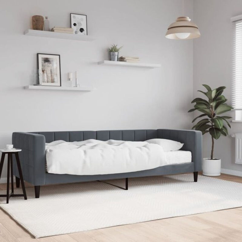 vidaxl Polsterbett Tagesbett mit Matratze aus Samt und Metall in Anthrazit B/T/H: 200 x 80 x 90 cm - Bild 1
