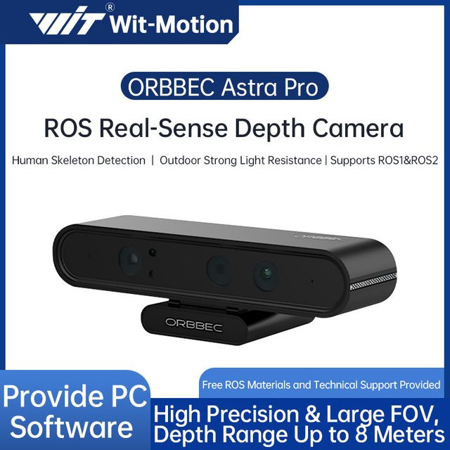 Orbbec ASTRA Pro 3D-Tiefenkameramodul in Schwarz mit 0,6-8m Reichweite für KI-Roboter, Raspberry Pi und Drohnen-Entwicklung zur Gesichtserkennung mit ROS1/ROS2 Unterstützung - Bild 1