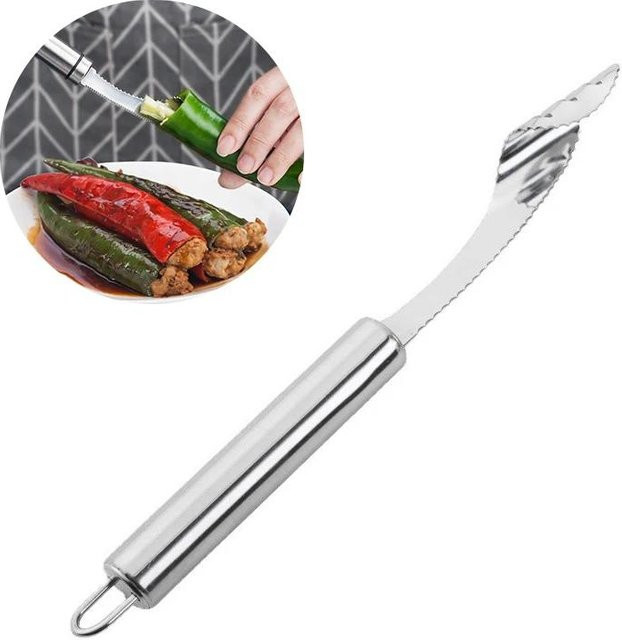 MTMA Küchenhelfer aus Edelstahl und Kunststoff als Entkerner und Randrotationsschneider für Obst und Gemüse in Grau/Silber - Bild 1