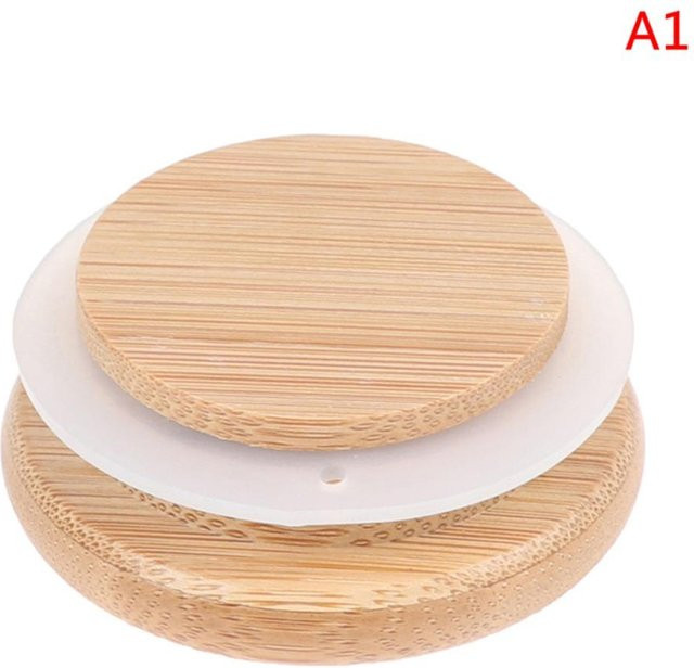 Xinming Auslaufsichere Bambusdeckel aus Holz für Einmachgläser, beige, Durchmesser: 4,7 cm - Bild 1