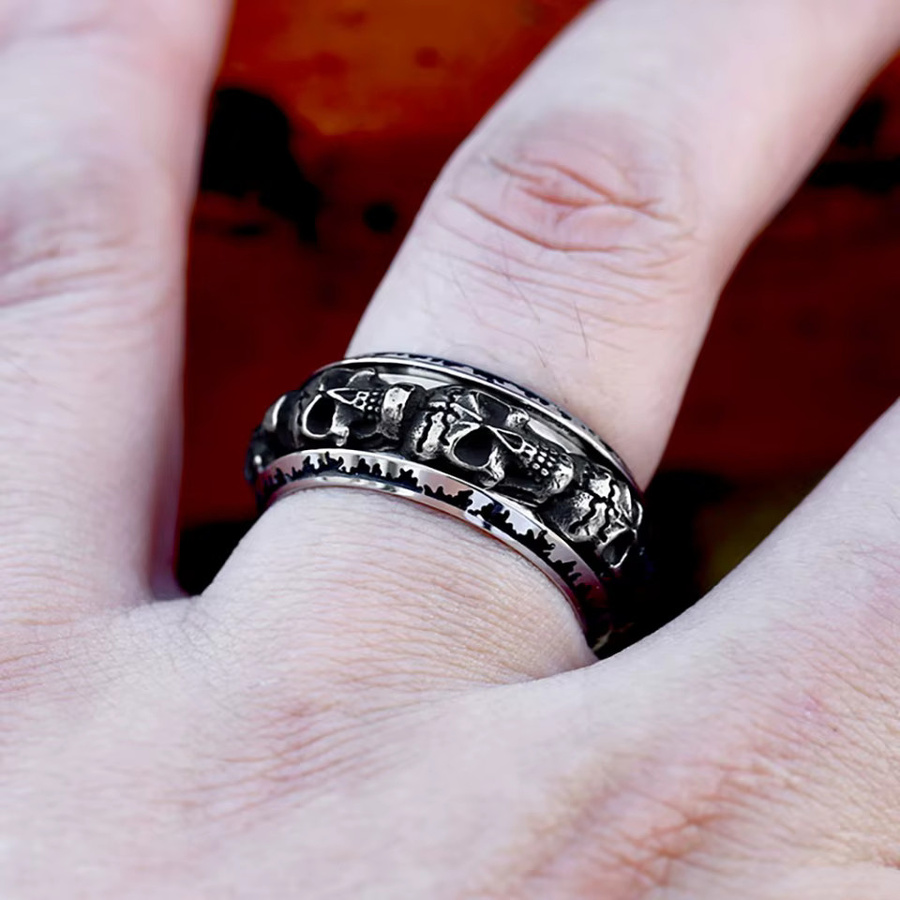 NORTHMAN Ring, Edelstahl, Silber, Schädel, Unisex - Bild 4