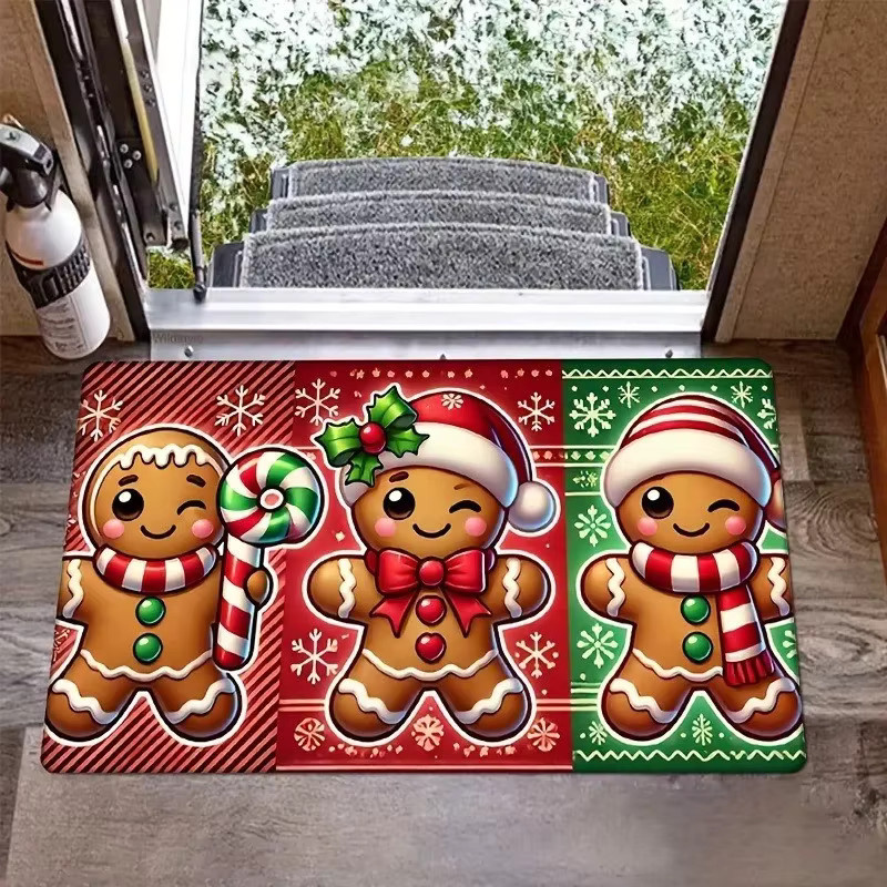 VIKAMA Weihnachten Lebkuchen Fußmatte, rutschfester Teppich für Eingang, Wohnzimmer oder Badezimmer, Mehrfarbig, B/T: 60 x 40 cm - Bild 3