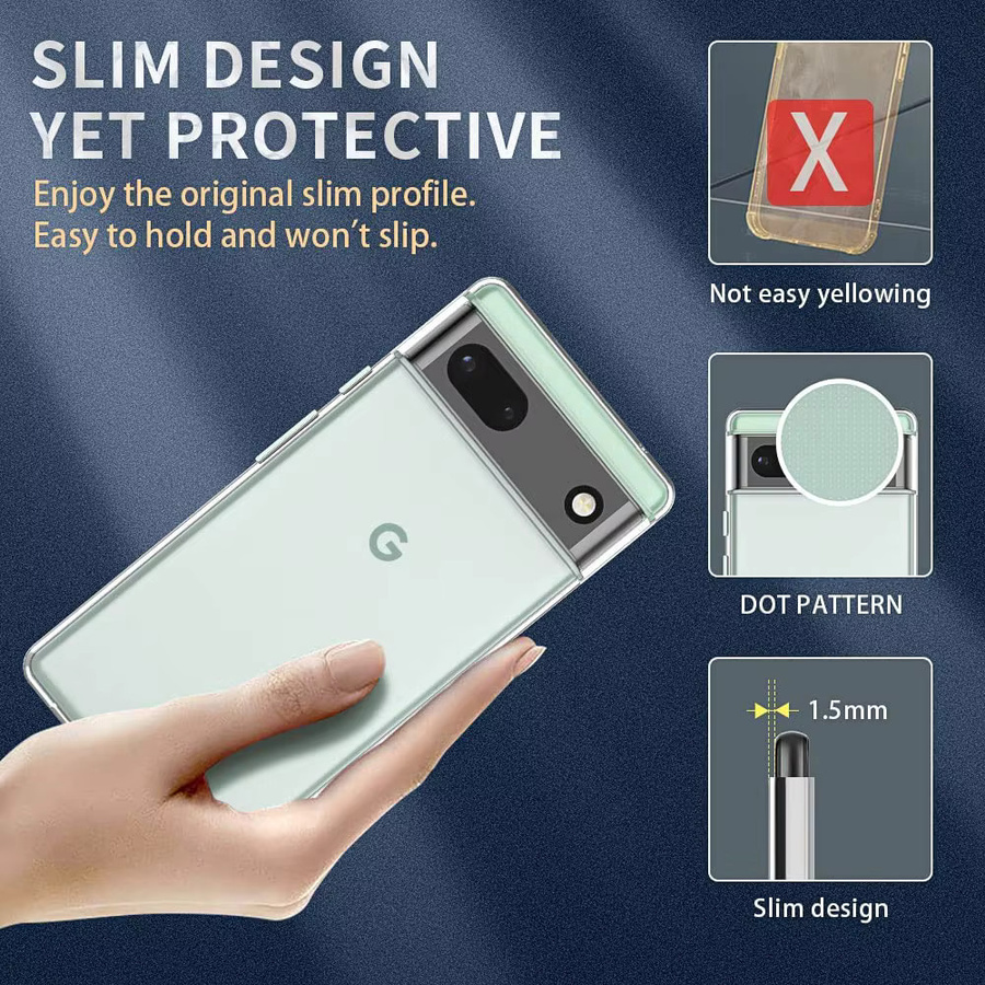 Ultradünne transparente Schutzhülle für Google Pixel 6, 6A, 7, 7A, 8, 8A, 9, 9 Pro, 9 Pro XL und Pixel 8 Pro - Bild 4