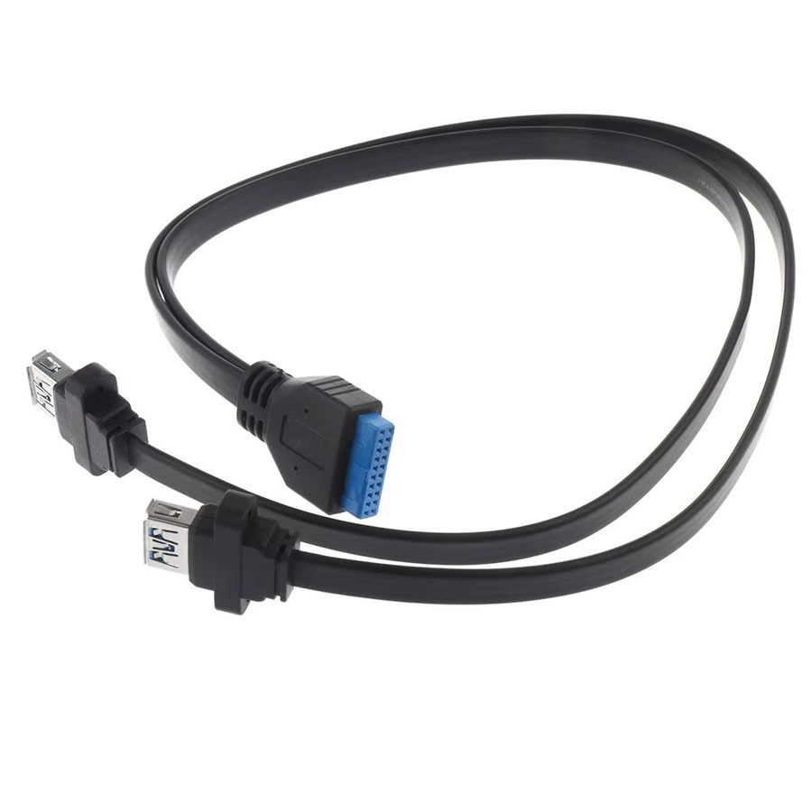 Frist link Dual 2-Port USB 3.0 Frontpanel-Verlängerungskabel Typ A Buchse auf 20-Pin-Box-Header-Buchse Adapterkabel in Schwarz - Bild 2