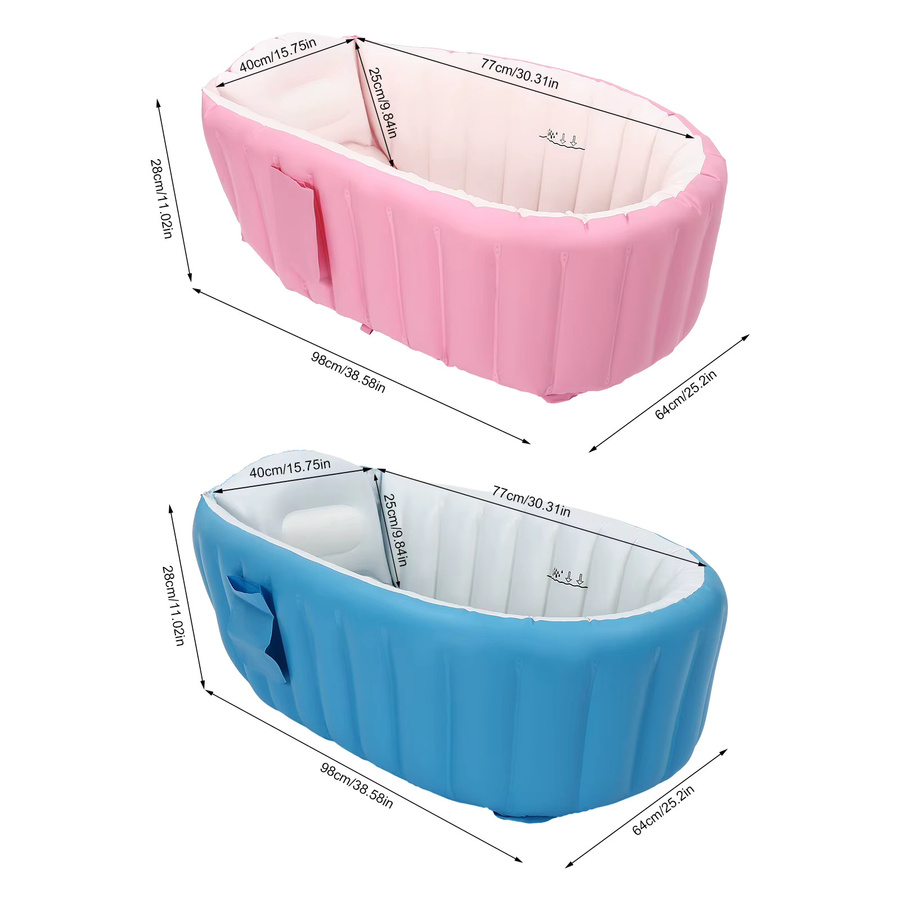 Faltbare und aufblasbare Babybadewanne in Pink mit Rückenstütze für Neugeborene und Kleinkinder, B/H/T: 36,0 x 28,0 x 36,0 cm - Bild 2