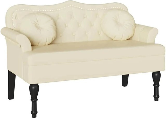 vidaXL Chesterfield Bank aus Kunstleder in Creme und Beige B/T/H: 120,5 x 65 x 75 cm - Bild 1