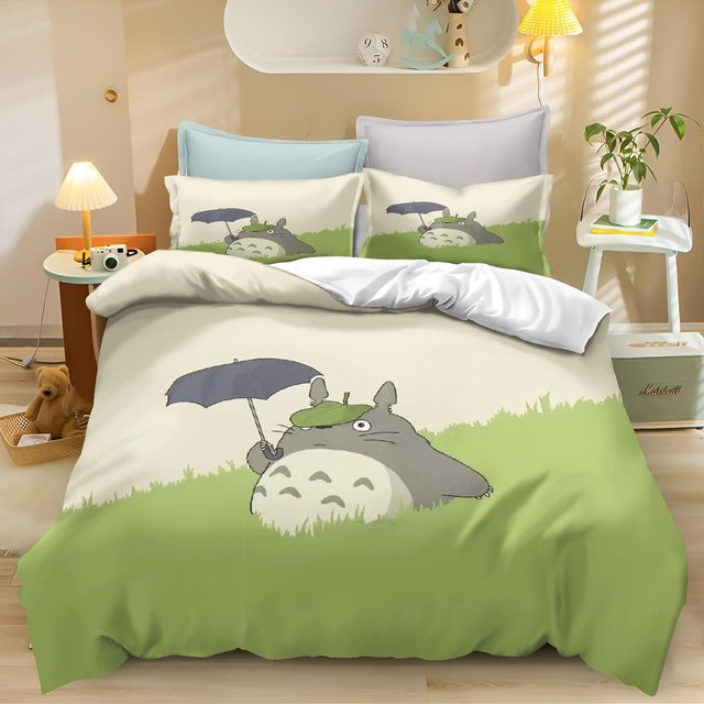 Lodestar Anime Bettwäscheset T-TotoroS mit Bettbezug und Kissenbezug, Grün, Breite: 228 cm - Bild 1