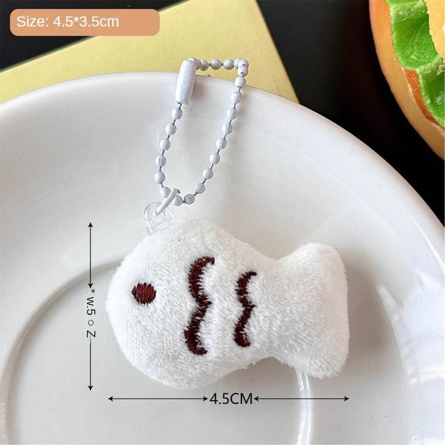 Schlüsselanhänger Kätzchen Fisch Plüschpuppe, white - Bild 1
