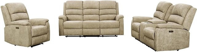Vente-unique Couchgarnitur Nevers in Taupe mit Sessel und Stoffbezug, B/T/H: 187 x 171 x 86 cm - Bild 1
